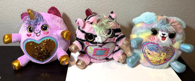 3 Zuru Rainbocorns 12'' Plush Stuffed Unicorn Zebra Heart Sweet Shake Sequin Toy