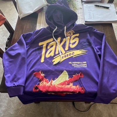 Takis Purple Unisex Kids L Pullover Hoodie Graphic Logo Hooded Pockets