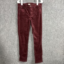 J.CREW Pants Womens Size 28 Plum Burgundy Velvet Skinny Fall Winter Staple