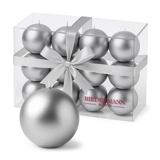 Silver Ball Candles Set of 12 , Unscented Metallic Spheres, 1.5 Inch Small R...