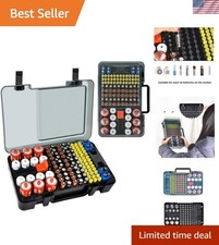 Wall-Mounted Battery Storage Organizer with Tester for AA AAA 9V C D Batteries