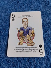 Jacques Plante Card St. Louis Blues Hero Decks Playing Card Hockey Card NHL