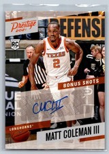 2021 Panini Chronicles #PBMCO Matt Coleman III Prestige Bonus Shots Signatures