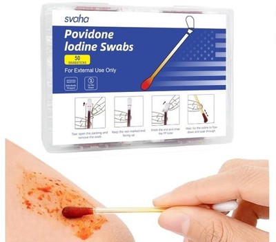 50ct Iodine Prep Swabs Snap Activate Antiseptic Pads First Aid Kit