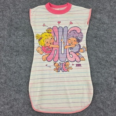 Vintage 1984 Hugga Bunch Hallmark Hug Me Nightgown Pink Striped Size 4 USA Made