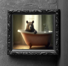 Bear in Bathtub Bathroom 8 x 10 Photograph Photo Picture Art Print Wall Hanging