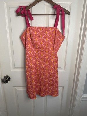 Corey lynn Calter Anthropology Bright Pink Mini Dress Satin Ties Women Medium
