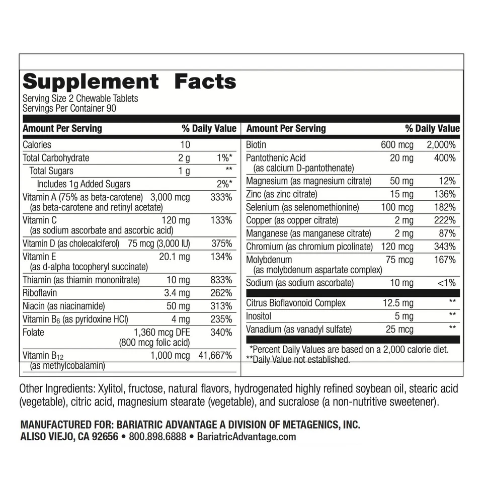 Multivitamínico esencial sin hierro ventaja bariátrica - 200 DV de nutrición clave... Foto 2 de 4