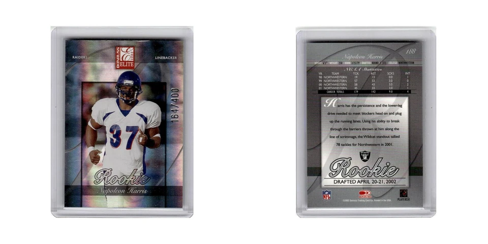 Napoleon Harris Rookie #/400 2002 Donruss Elite #188 Oakland Raiders NM - Image 3 of 3