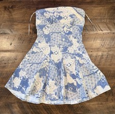 Urban Outfitters Angelique Strapless Denim Mini Dress Blue Patchwork Size S