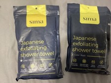 Sima Japanese Exfoliating Shower Towel 2 Pack  Black And Pink 
