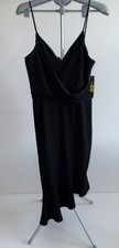 Gianni Bini Little Black Draped Cowl Neck Midi Dress Size 12