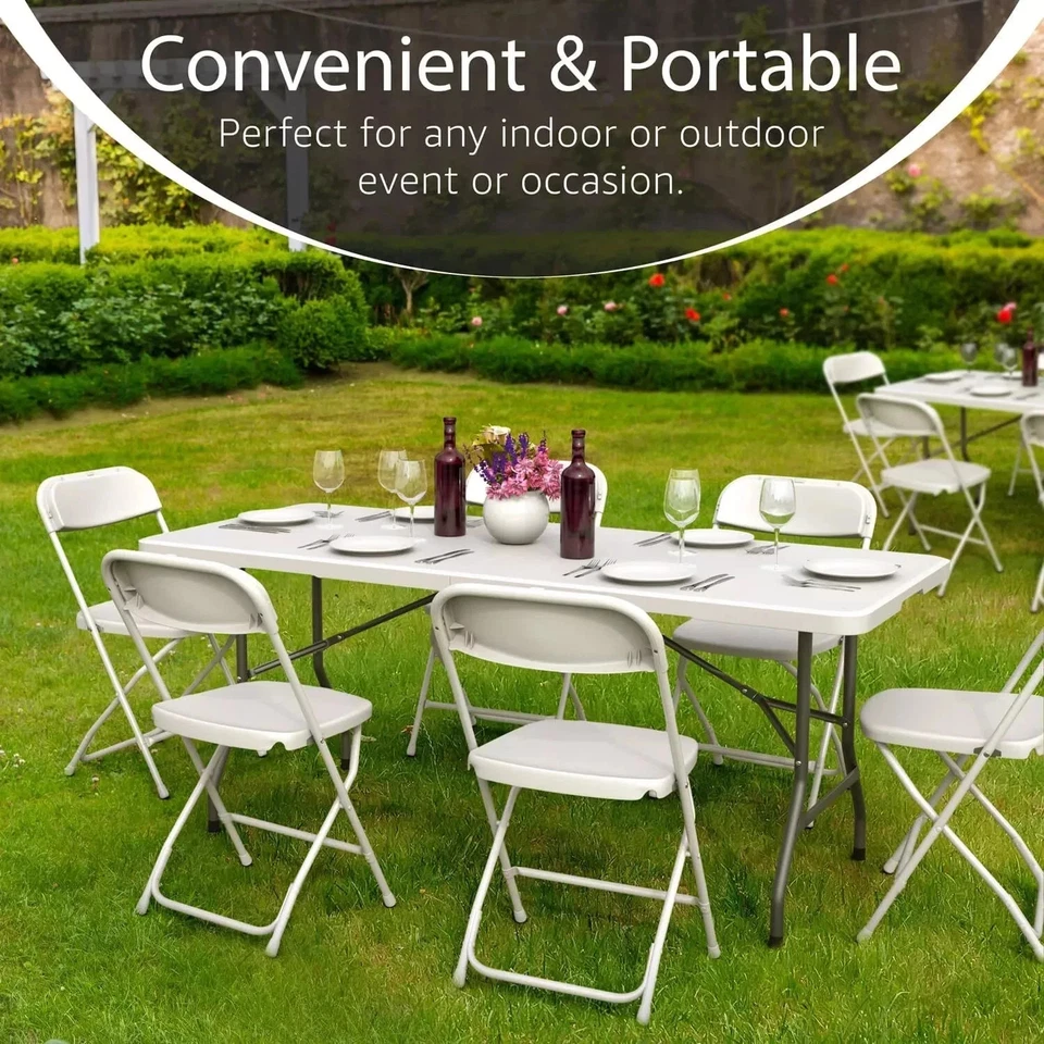 Used 3/4/6/8 Ft Plastic Folding Table Ideal for Indoor/Outdoor Dining Party Use - Image 4 of 4