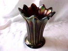 Antique Northwood Amethyst Carnival Glass Swung Vase 6"
