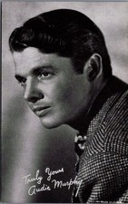 Audie Murphy Portrait Postcard - Mutoscope Card - Truly Yours Signature