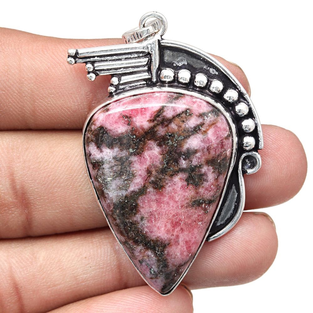 Rhodonite Gemstone Handmade Necklace 2.25 Inches-image