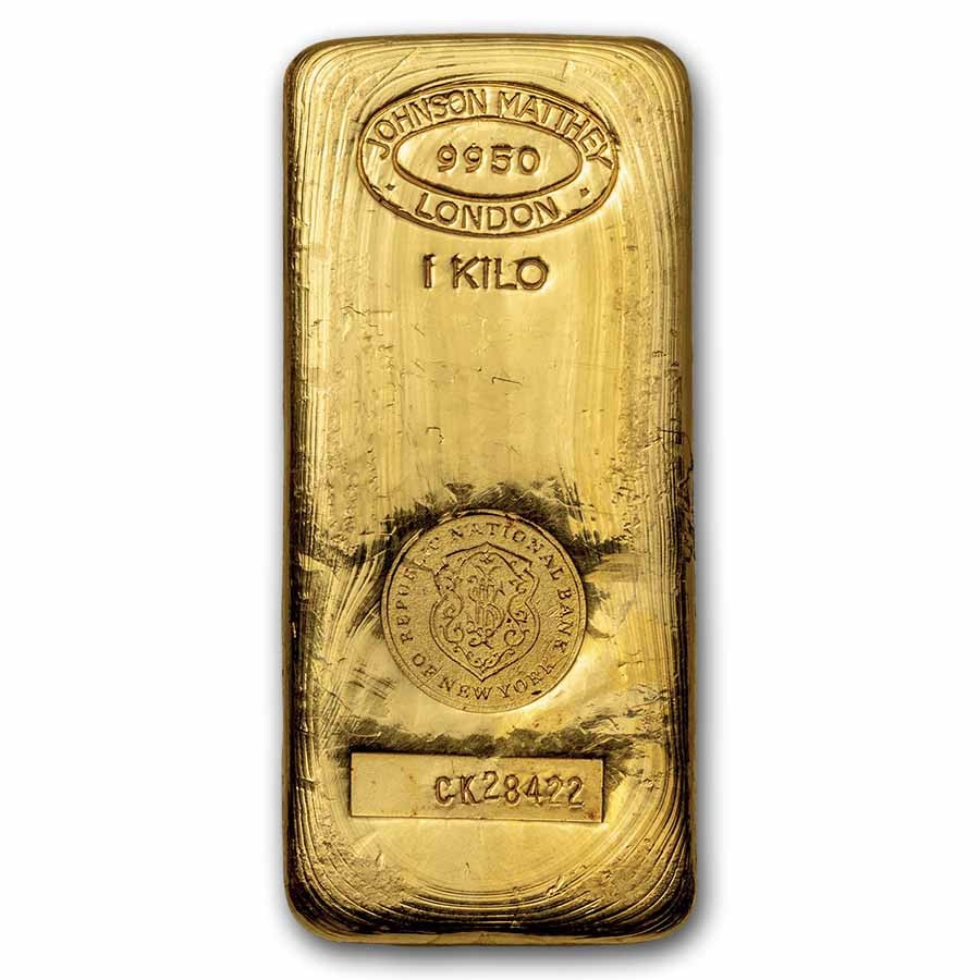 1 kilo Gold Bar - Johnson Matthey-London (Republic National Bank