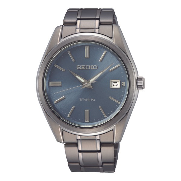 Seiko Herren Klassisch Titan Kleid Armbanduhr 48Mm Wasserdicht SUR371P1-image