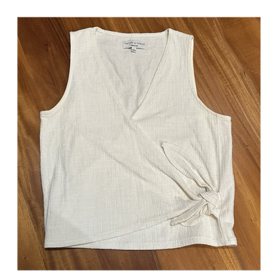 Texture & Thread Madewell Women's Ivory Sleeveless Wrap Tie Tank Top Size S