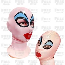 Cosplay Latex Hood with Eyeshadow Rubber Mask Fetish Clubwear Back zipper