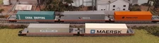 * 1/87 HO * Walthers * 5 Unit Thrall Intermodal Well Car Set + 5 X Containers *