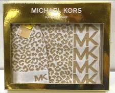 Michael Kors White and Gold Scarf and Hat Gift Set