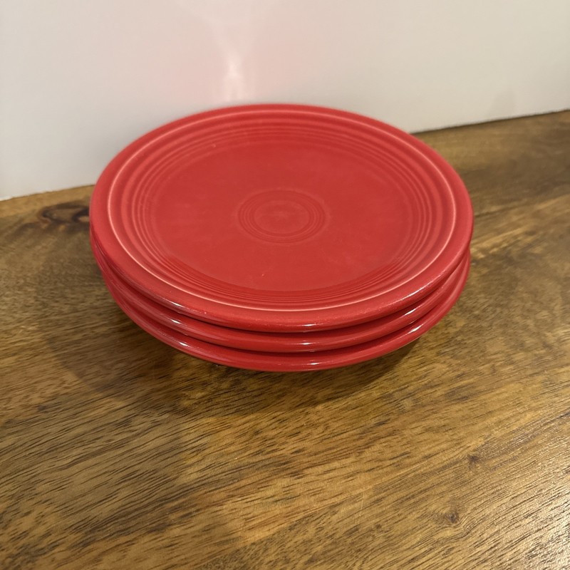 3 - FIESTAWARE Red Salad Plate Fiesta 7 1/4" Dessert Bread/butter