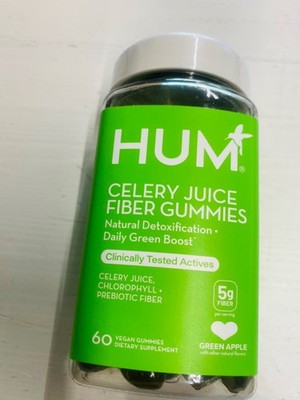 HUM Celery Juice Fiber Gummies The First Prebiotic Celery Juice Gummy, Supports