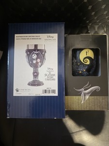 2 (two) Disney Showcase Nightmare Before Christmas Chalice Goblet Jack Sally Set