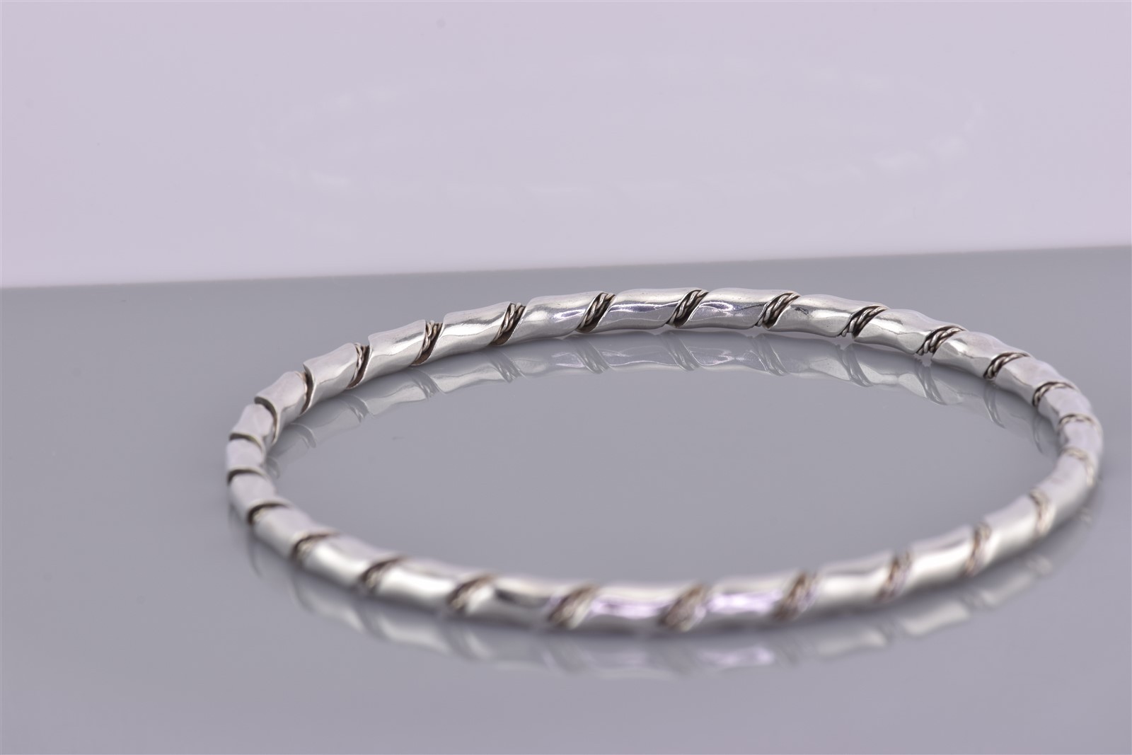 Sterling Silver 3mm Twisted Solid Round Bangle 92… - image 4