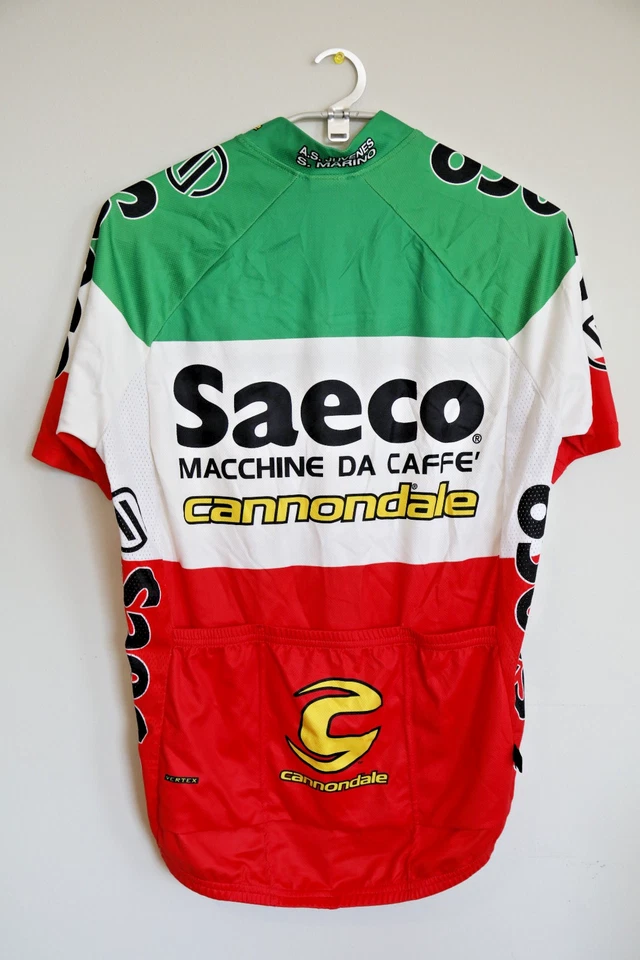 Camiseta de ciclismo Cannondale Saeco bandera italiana - talla S pequeña - Hecha en EE. UU. Foto 3 de 4