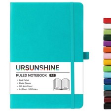 Ruled Journal Notebooks with Pen Loop, Hardcover Notebook Journal Cyan