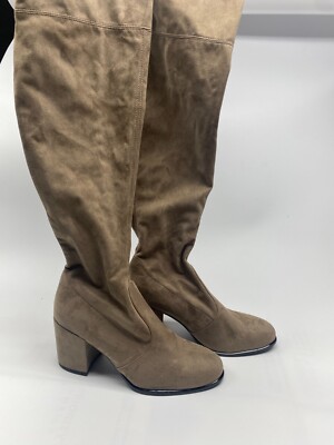 Steve Madden Womens Slayer Taupe Over The Knee Tall Boots Sz 9.5