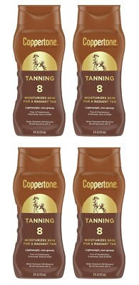 4-Pack Coppertone Tanning Sunscreen Lotion SPF 8, Broad Spectrum