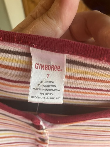 Gymboree vintage girl's dress size 7 Colorful Stripes With Buttons 100% Cotton - Picture 6 of 8