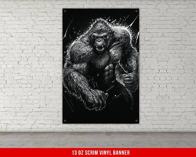 Gorilla Flexing Banner - Motivational Home Gym Wall Art