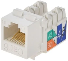 Monoprice 5384, White, Category 6, RJ45, Punch Down, Keystone Jack, 2pcs