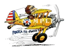 STEARMAN BIPLANE CARTOON T-SHIRT #4038 DAVE DEAL AIRPLANE ART