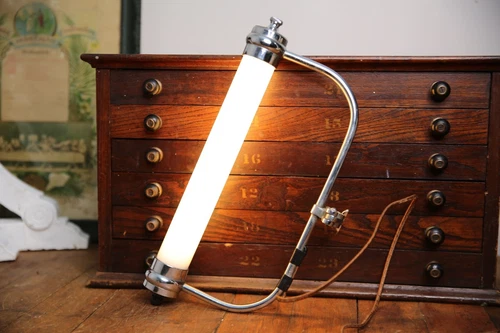 vintage Medical Lamp Dental Light Milk Glass globe Cloth Cord industrial antique