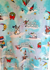 Woman's Christmas Scrub Top-PEACE ON EARTH HAPPY HOLIDAYS FUNNY SANTA Medium