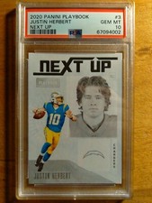 JUSTIN HERBERT 2020 PANINI PLAYBOOK NEXT UP RC #3 PSA 10 GEM MINT! CHARGERS _-