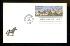 US FDC #UX125 None 1988 San Simeon CA Hearst Castle Postal Card