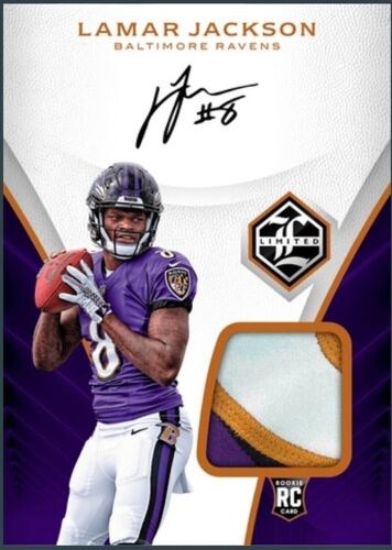 2018 Panini Limited Rookie Patch Autograph LAMAR JACKSON RC RPA SIG Digital Card - Picture 1 of 3