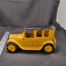 1920's Arcade Yellow Cab Taxi Cast Iron 5" long: Back tire and grill missing