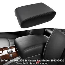 Fits 2013-2020 QX60 JX35 Center Console Lid Armrest Leather Cover Trim Black