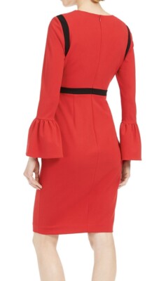 calvin klein red bell sleeve dress Calvin Klein Womens Bell Sleeve Sheath with Sheer Inserts Dress, Red, 8 at  Amazon Women's Clothing store