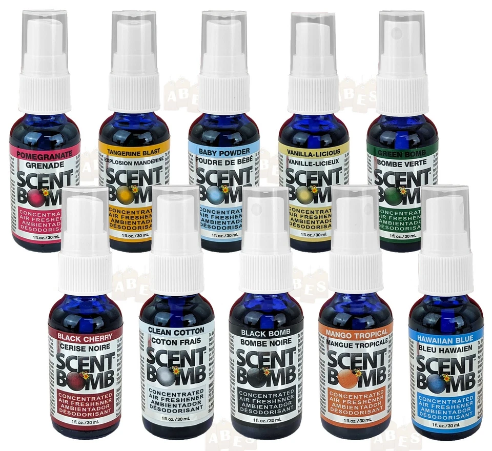 Scent Bomb 100% Concentrated Car Air Freshener Sprays, Choose Your Scent