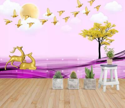 3D Golden Tree ZHU9335 Wallpaper Wall Mural Removable Self-adhesive Zoe
