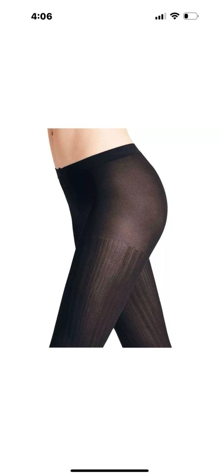 $45 Nuevas Medias Acanaladas Para Mujer FALKE 40669 Moda Marina Prime 60 DEN Talla M Foto 4 de 4