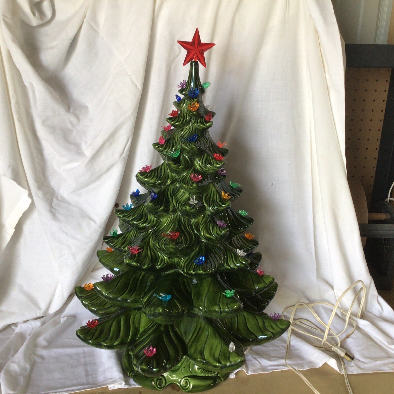 Atlantic Mold Ceramic Christmas Tree Green 3 Tier W/lights+star 22